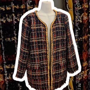 NWT CHICO'S Midlength Playful Multi Ladie's Tweed Jacket